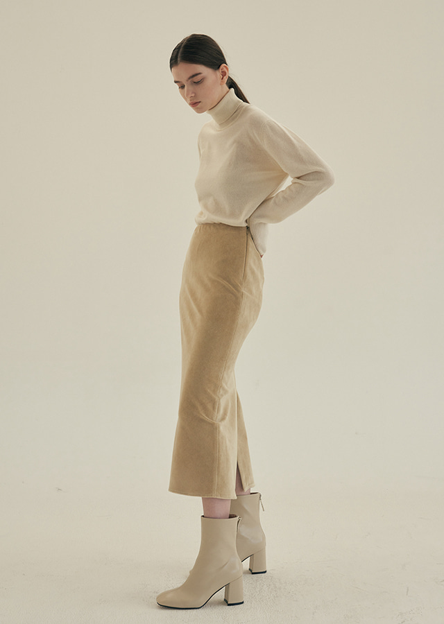 corduroy banded skirt-beige