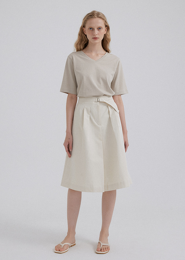 A-line belted cotton SK-cream