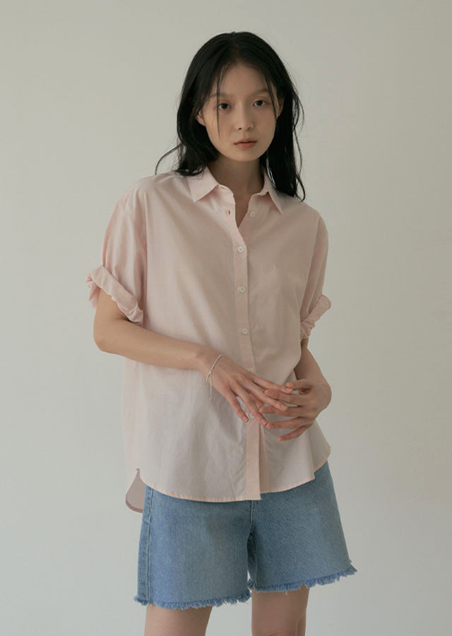 [10%] roll-up blouse-light pink (6월 28일 이후 예약배송)