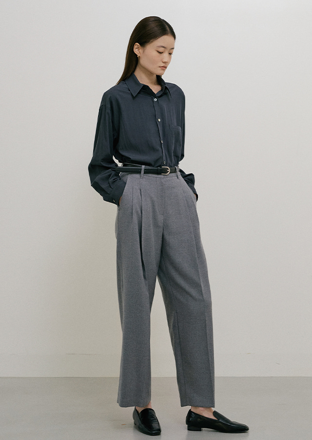 two tuck wide pants-gray
