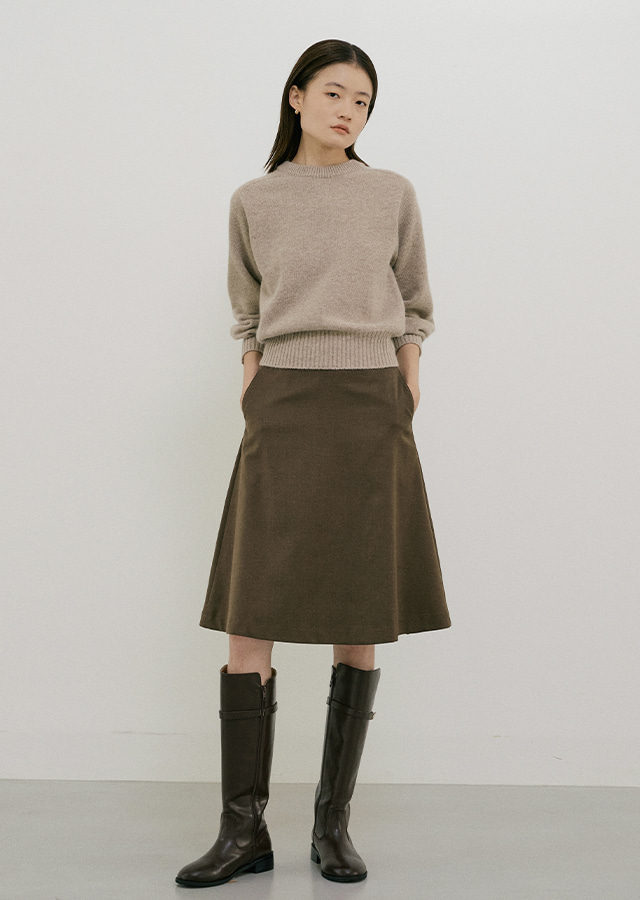 midi flared skirt-brown
