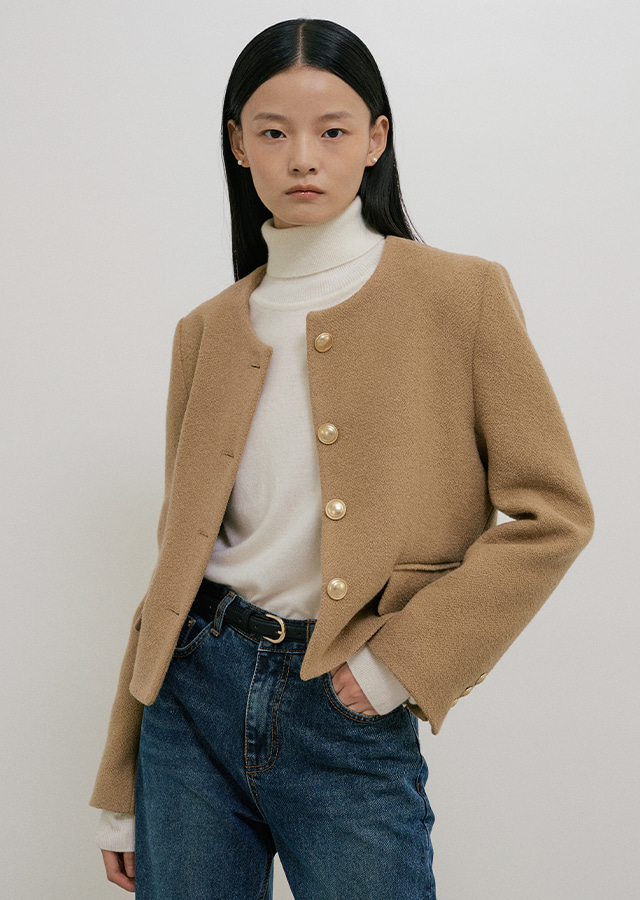 [10%] wool tweed jacket-beige