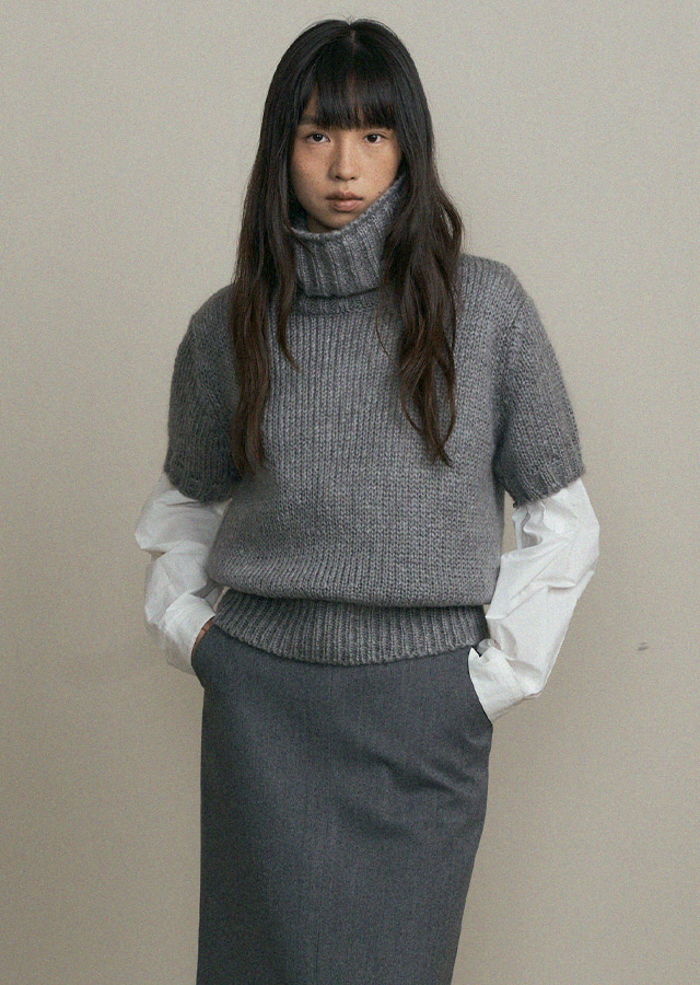 mohair turtleneck knit -gray