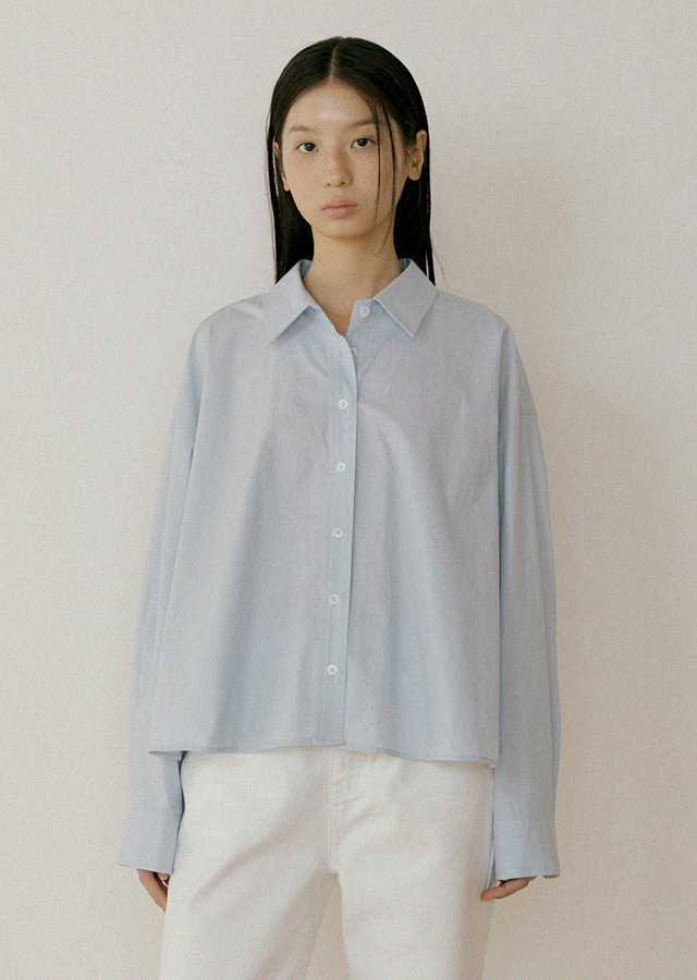 [10%] basic cotton shirt-sky