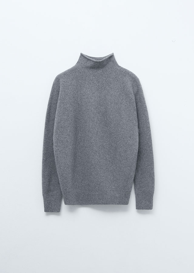 wholegarment rolling knit top-grey