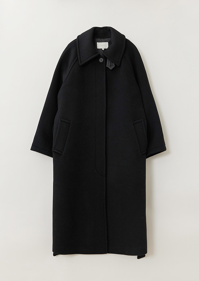 hidden single wool coat-black