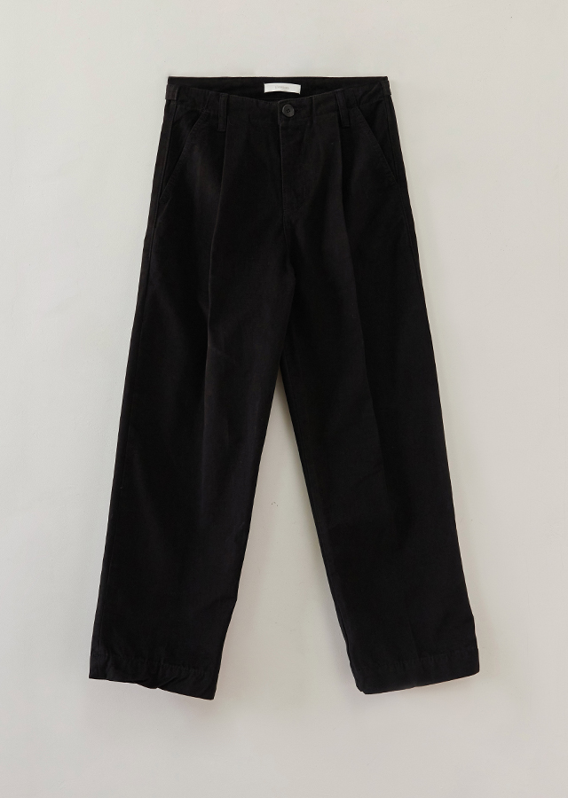 [30%] cotton side strap button pants-black