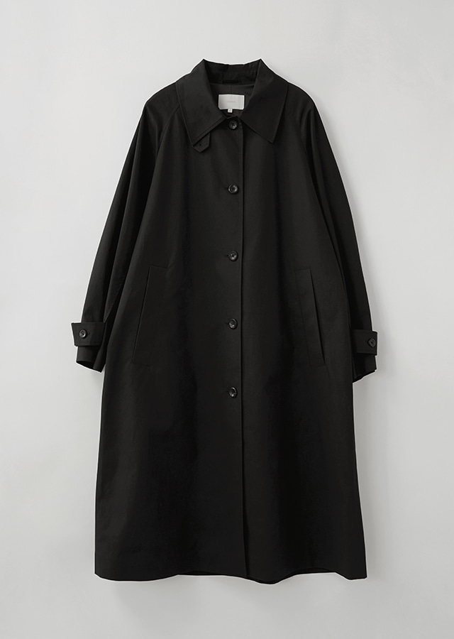 voluminous balmacaan trench coat-black