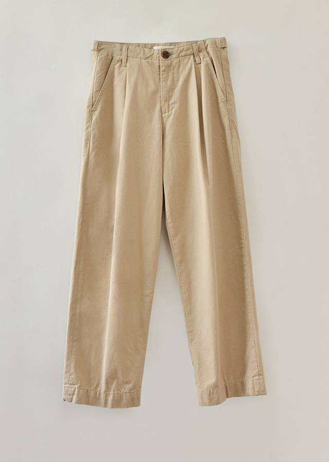 [30%] cotton side strap button pants-L.beige