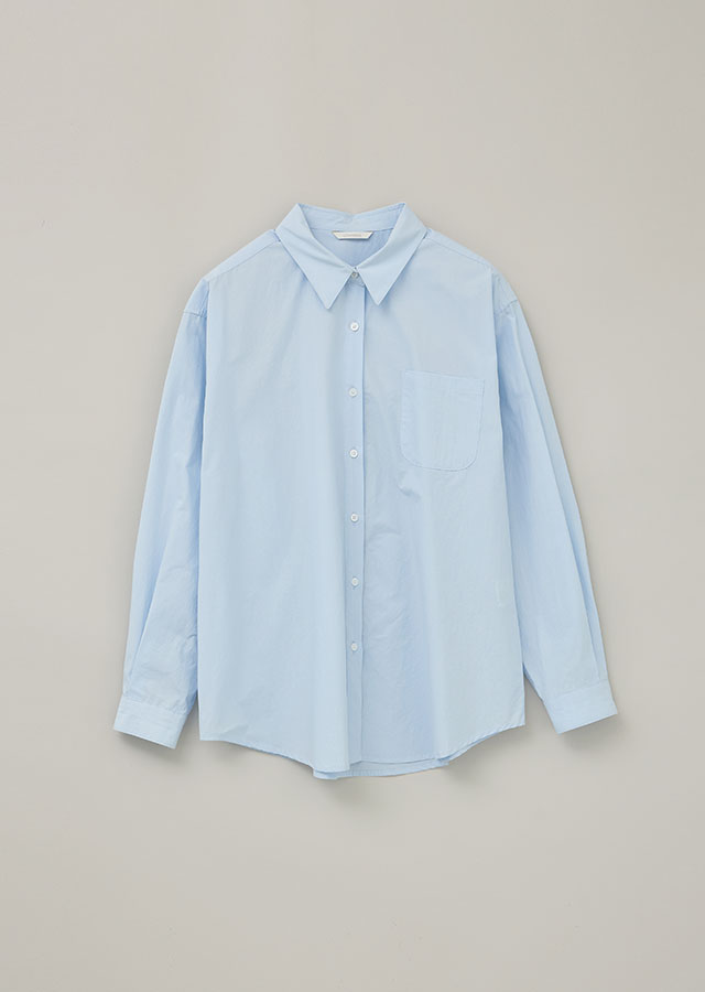 pocket bio poplin shirt-sky blue