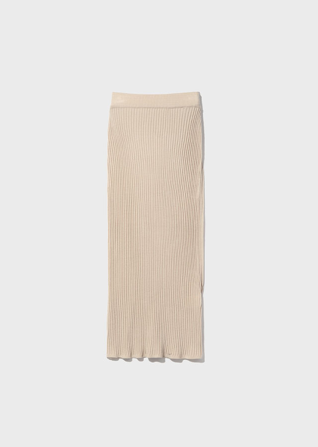[40%] ribbed knit skirt-beige