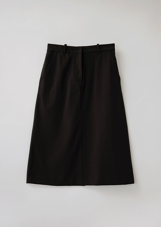 wool semi A-line skirt-black
