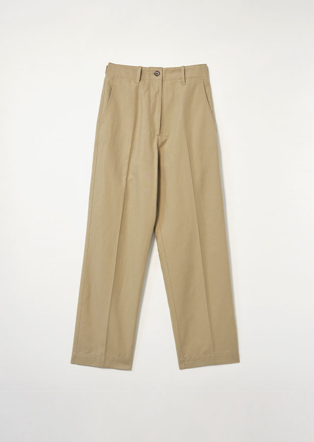 side strap button pants-D.beige