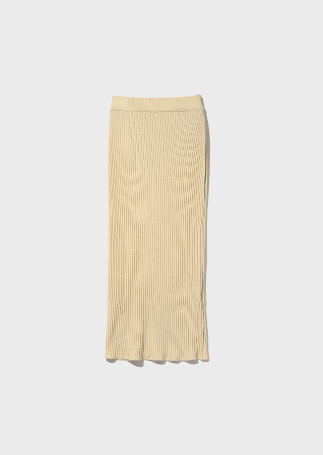 ribbed knit skirt-yellow