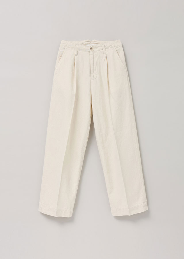 natural linen wide denim pants