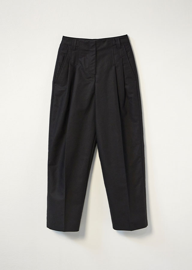 cotton pintuck pants-black