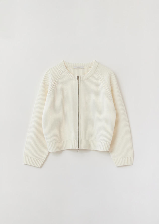 classic zip-up knit-ivory