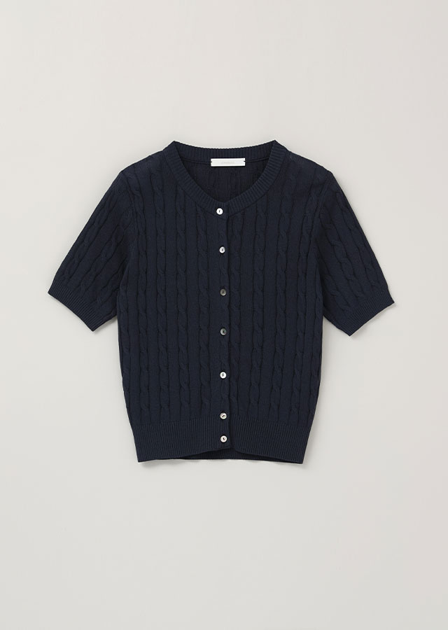 half cable knit TOP-navy
