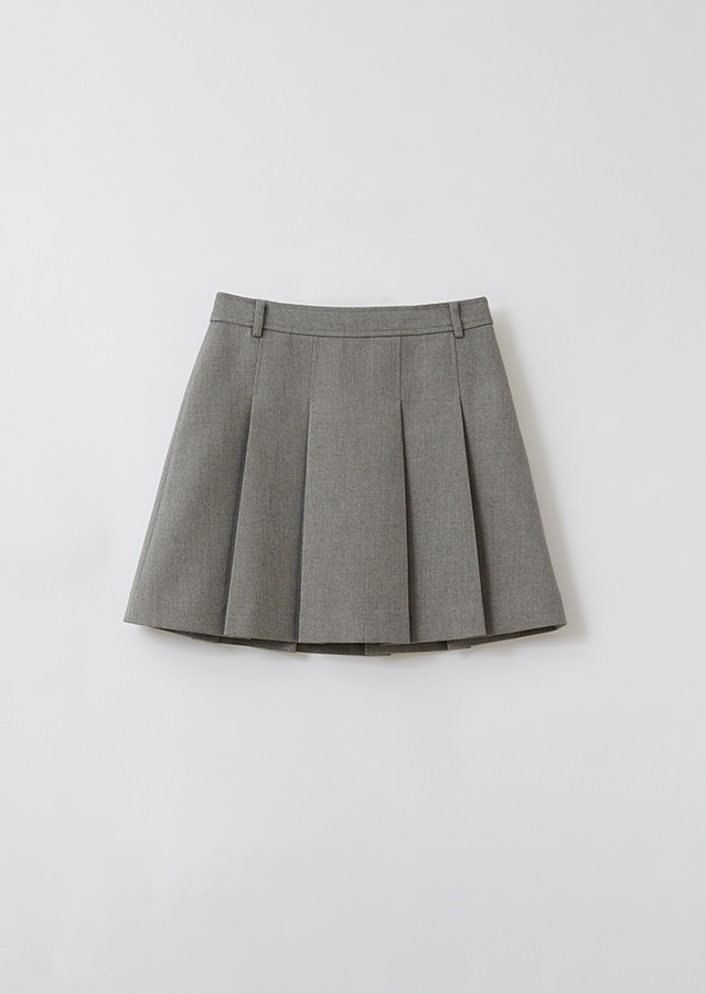 pleated short skirt-gray