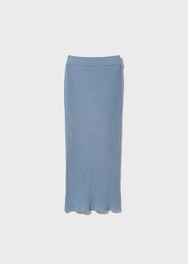[40%] ribbed knit skirt-sky