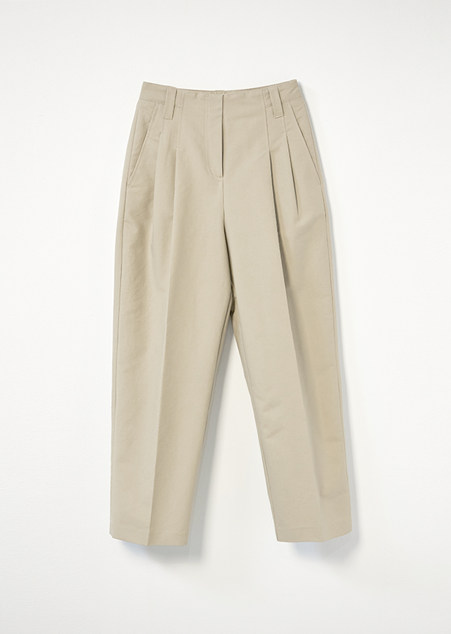 cotton pintuck pants-beige