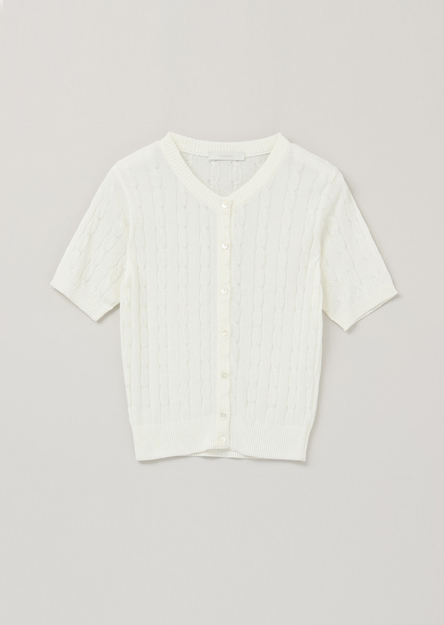 half cable knit top-ivory