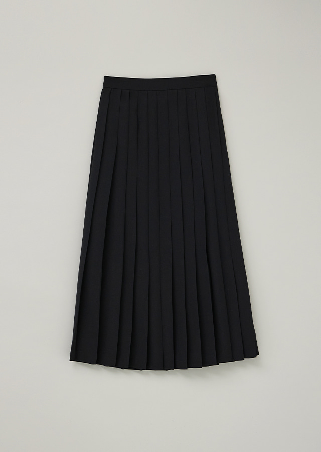 pleated midi skirt-black