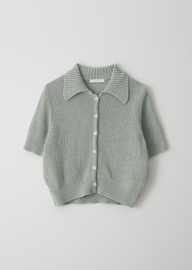 open collar cotton knit-mint