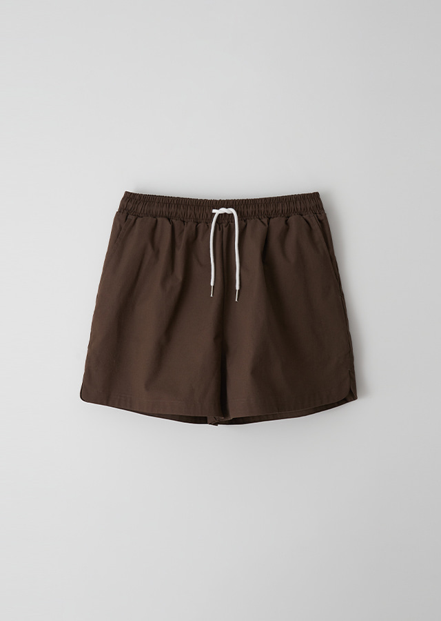 [15%] half cotton banding pants-brown