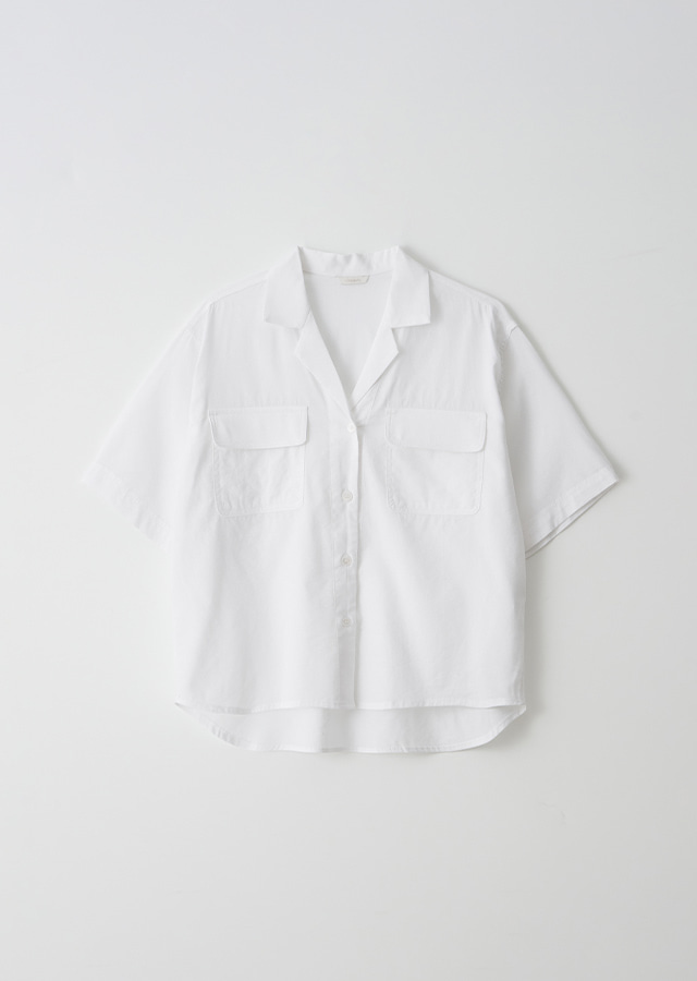 bamboo blended pocket blouse-white