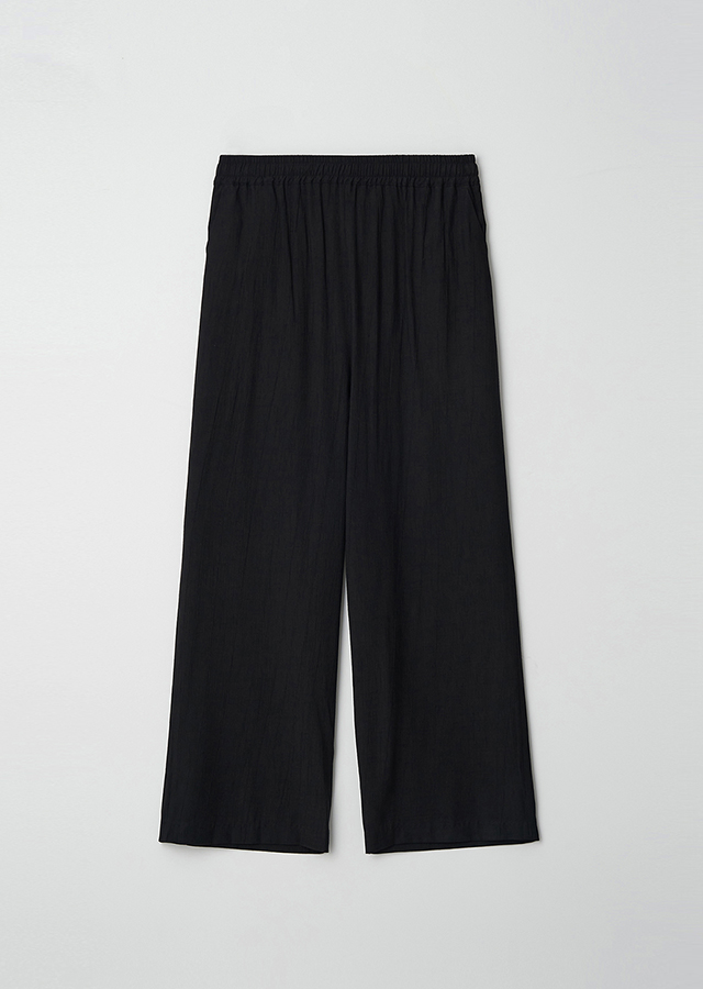 pleats banded pants-black