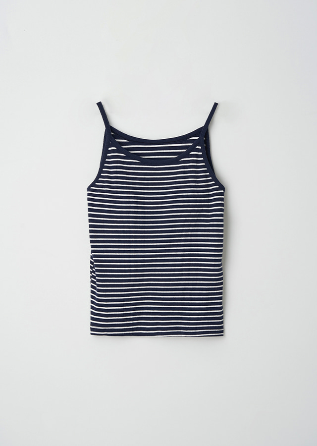 [10%] stripe bra cap sleeveless-navy