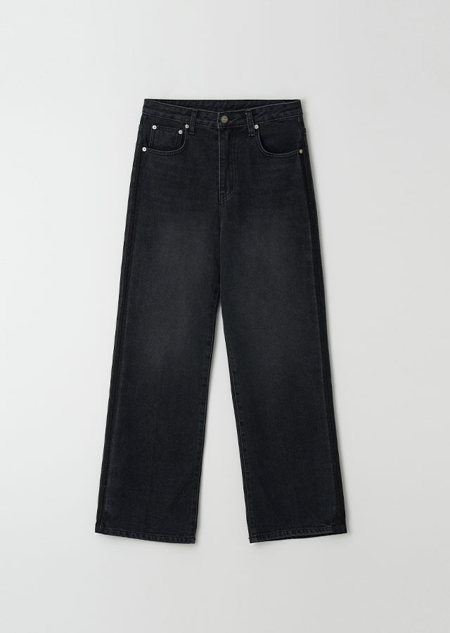 [10%] black wide denim pants
