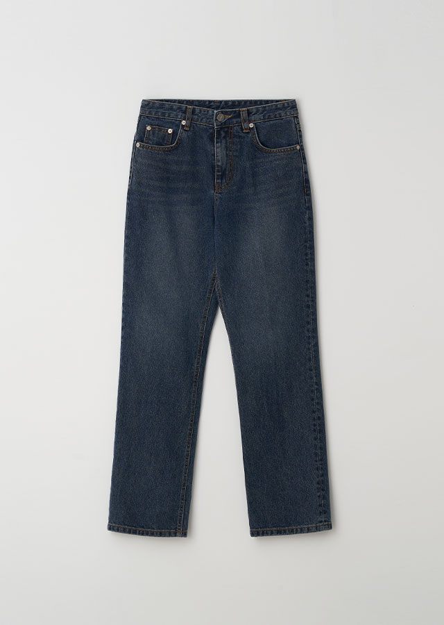 [10%] slim straight denim pants-blue