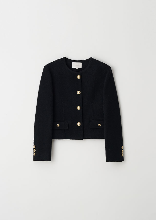 wool tweed jacket-black