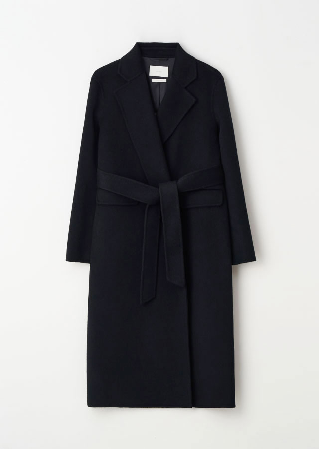 handmade belted single coat-black