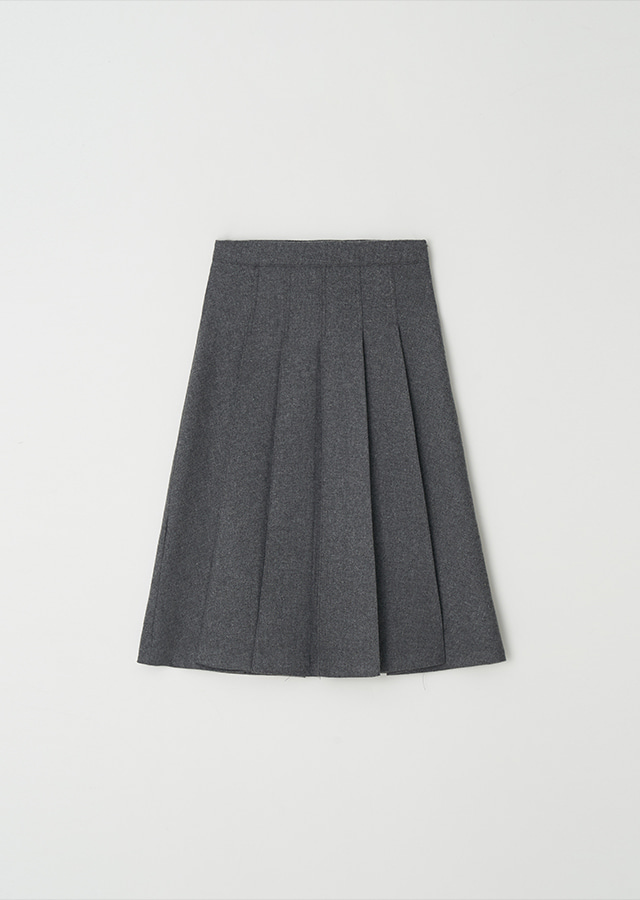 wool pintuck skirt-gray