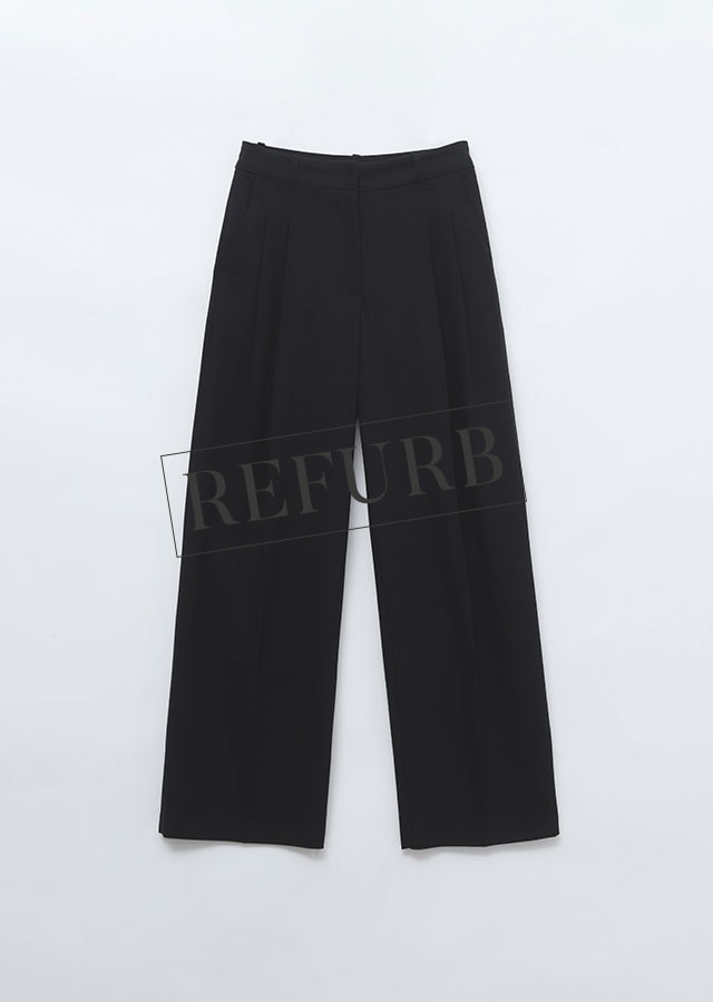 [REFURB] double pin tuck wide pants-black