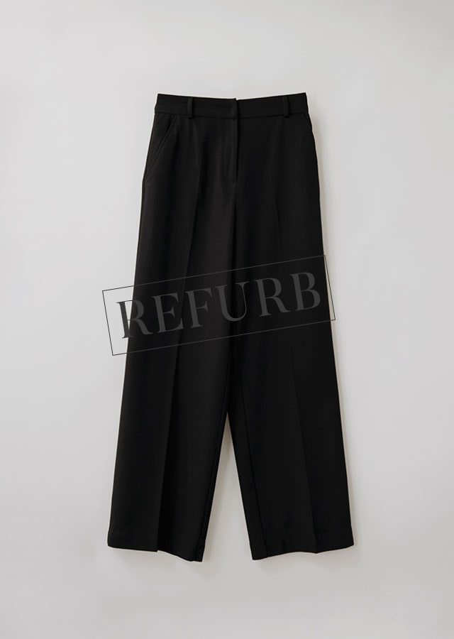 [REFURB] wool blended banding pants-black