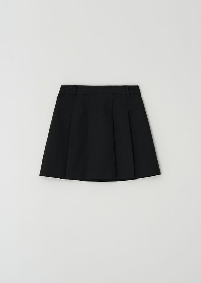 pleated short skirt-black