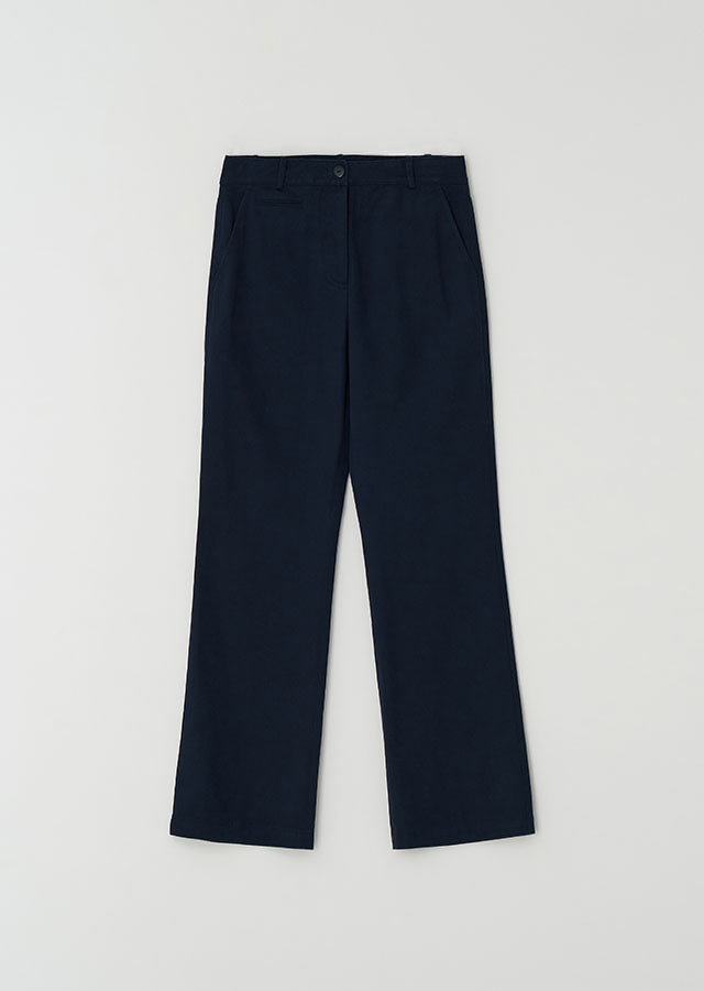 button classic cotton pants-navy