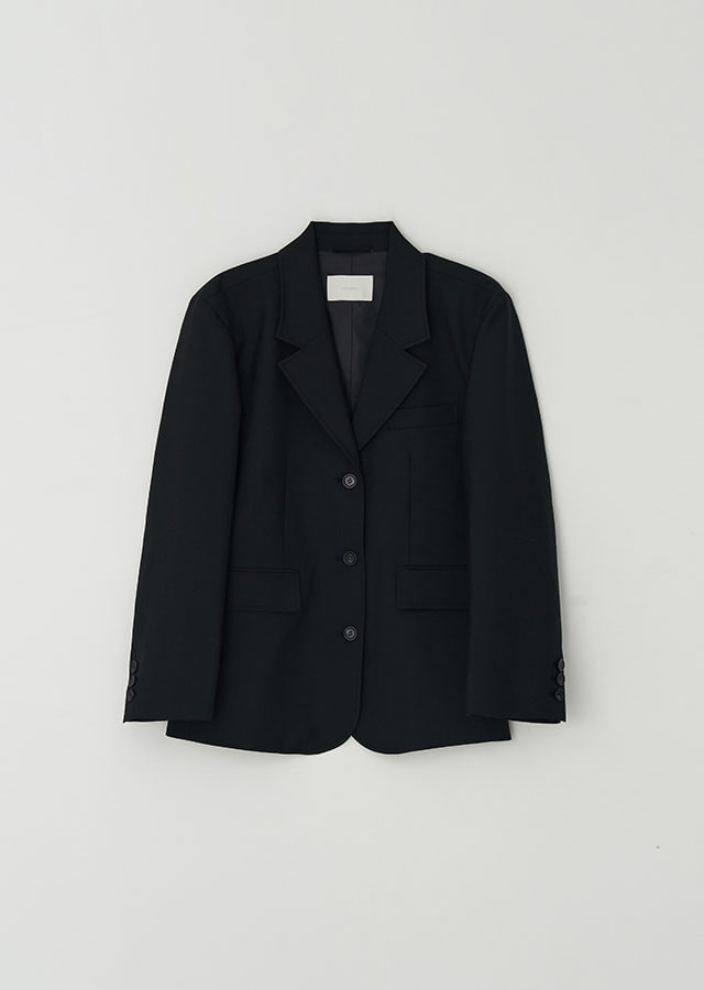 summer wool overfit jacket-black