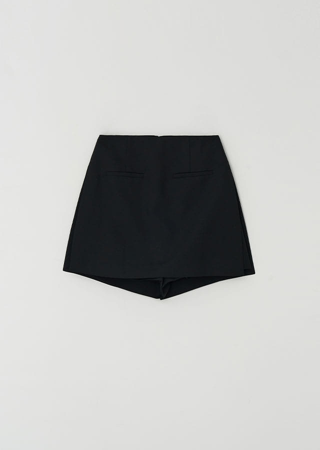 summer wool skirt pants-black