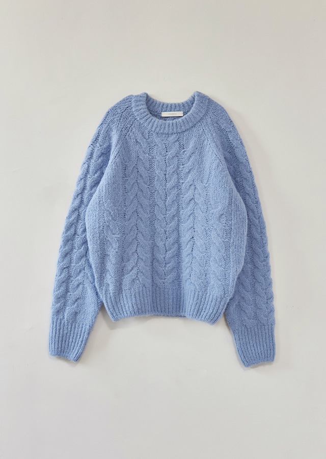 cable round knit top-skyblue (12월 13일 이후 순차배송)
