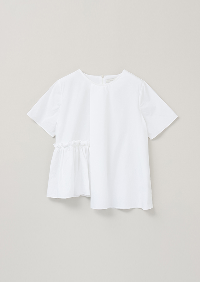 [10%] half shirring blouse-white