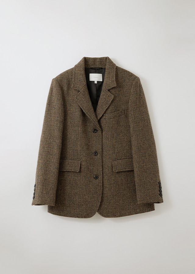 alpaca blended classic jacket-#.brown