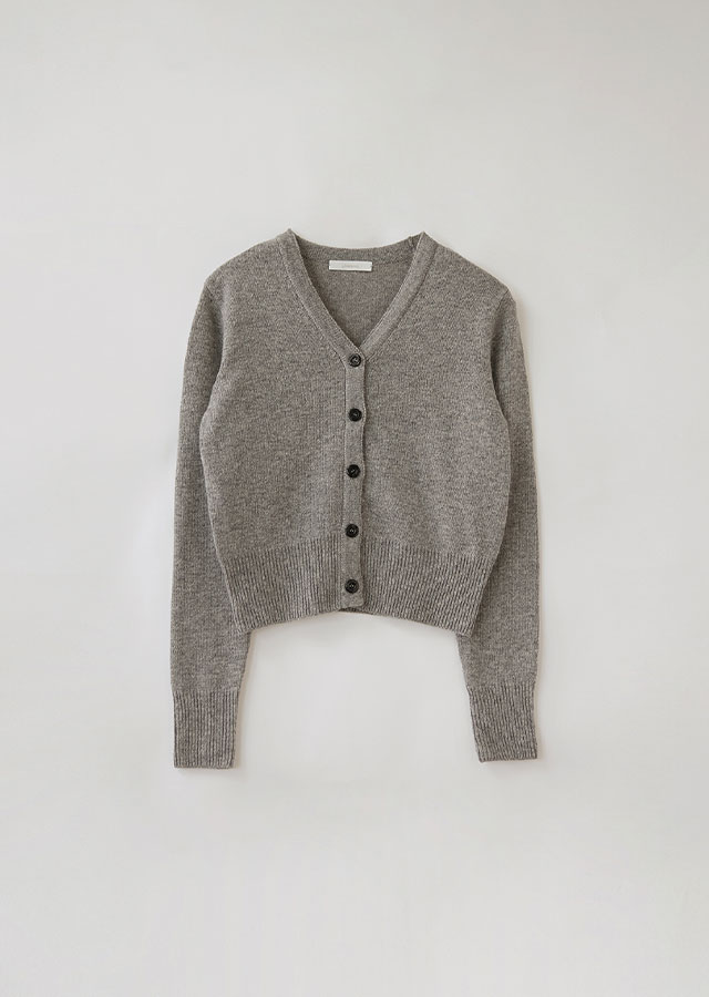 lambswool plain knit cardigan-grey