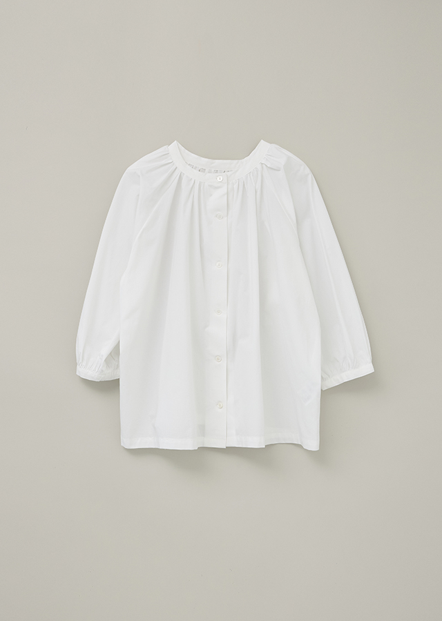 two way shirring blouse-white
