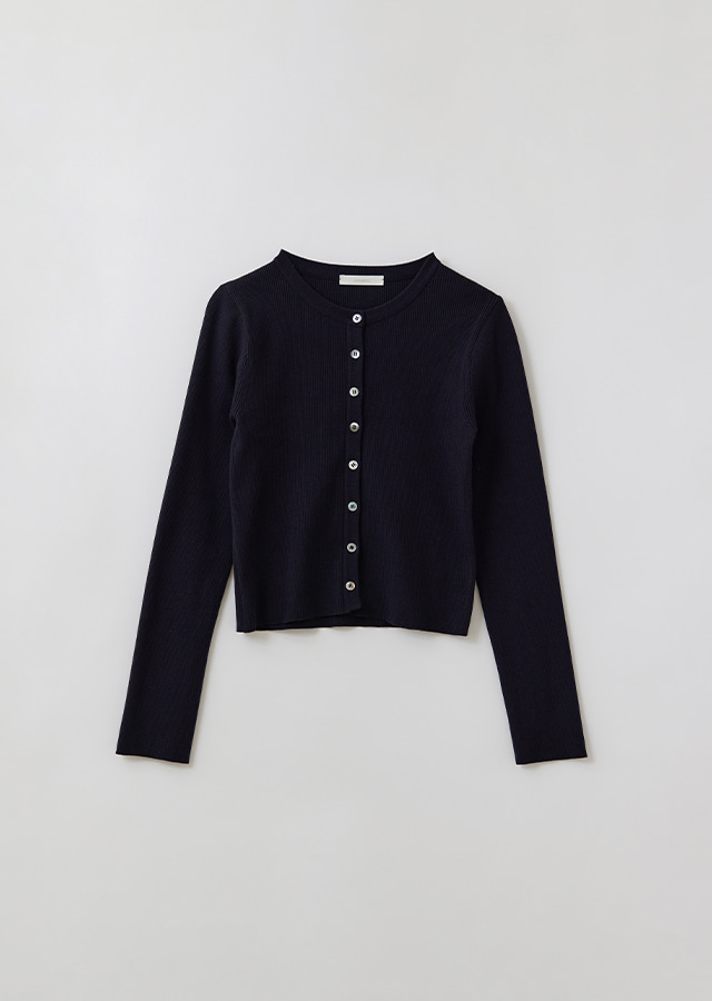 ribbed open knit top-navy