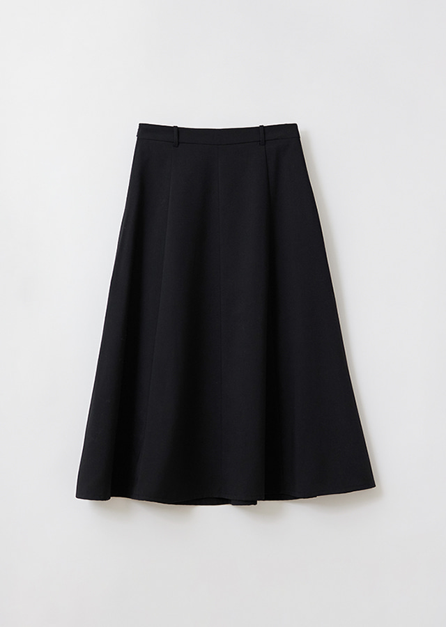 flared long skirt-black